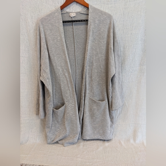 Grey Ribbed DONNI Cardigan with Pockets - Picture 2 of 4